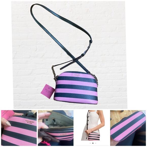 NEW Kate Spade New York SYLVIA STRIPE SMALL DOME CROSSBODY - Picture 1 of 9